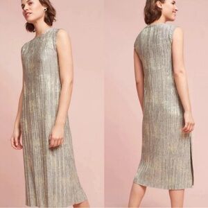 Anthropologie Akemi + Kin Elegant Silver-Gold Foil dress, sz M.
